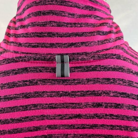 Ladies Nike Running Dri-Fit Long Sleeved 1/4 Zipper Top Pink and Grey Striped XS - Picture 13 of 16